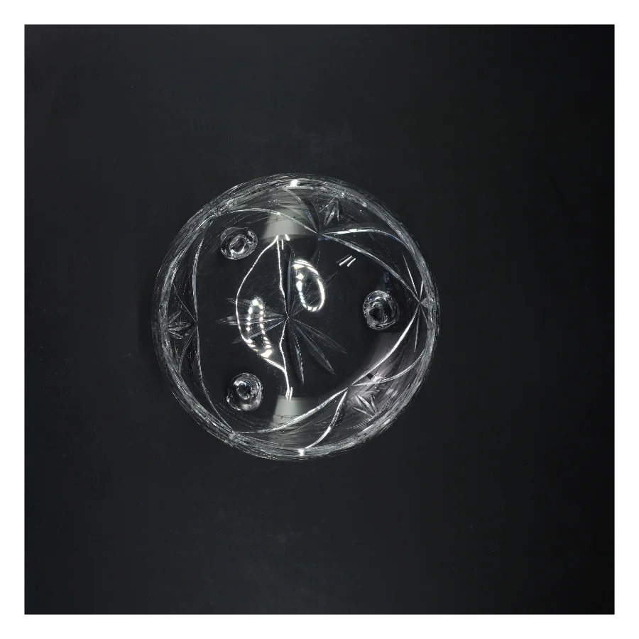 Slebet krystalskål på fødder - Ø 17 cm