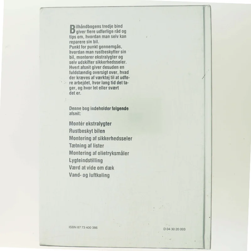 Bilhåndbogen af <Bogserien har flere bind og ser ud til at være skrevet af en eller flere eksperter inden for bilvedligeholdelse> (Bog)