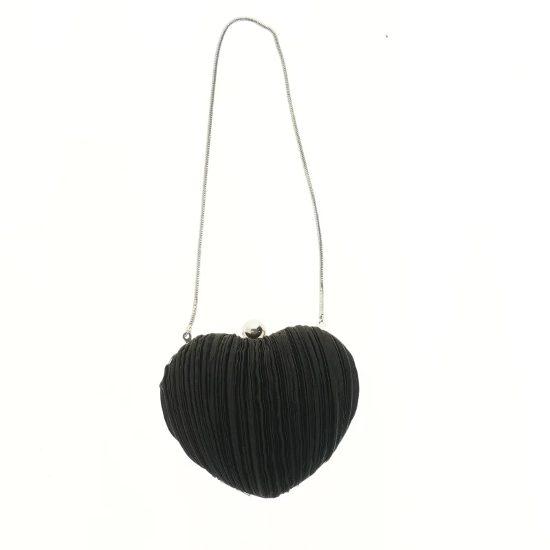 Hjerteformet taske med kæde (str. Ø 14 cm)