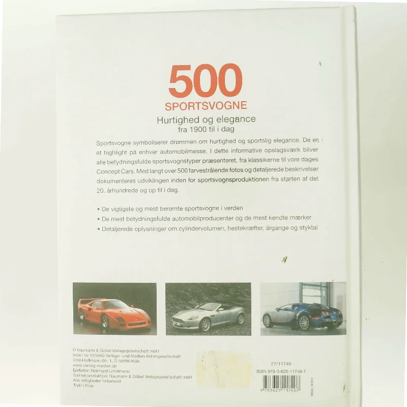 500 sportsvogne; Hurtighed og elegance fra 1900 til i dag Naumann & Göbel Verlagsgesellschaft mbH af Reinhard Lintelmann (Bog)