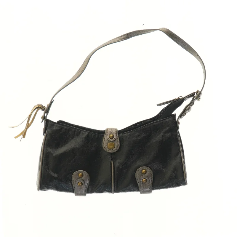 Sort skuldertaske med rem fra Miaow (str. 13x2,5x27 cm)