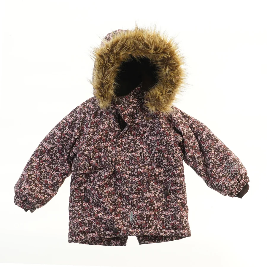 Minymo (str. 92) Blomstret Vinterjakke med Pelskrave