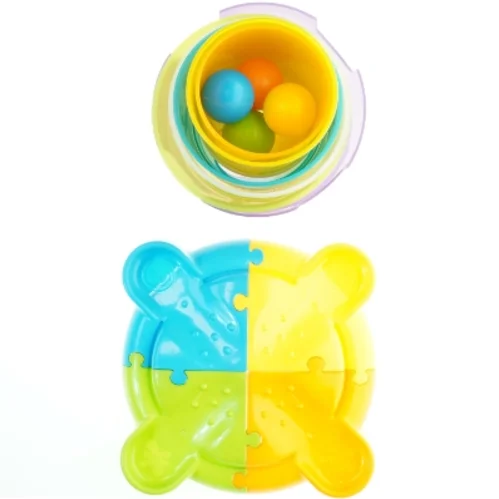 Plastik puslespil og stabelkopper (str. Ø. 23 cm)