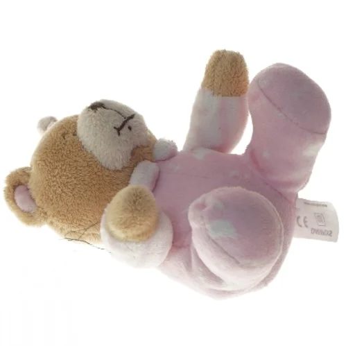 Bamse med lyserødt nattøj og hue fra Danplys (str. 14 cm)