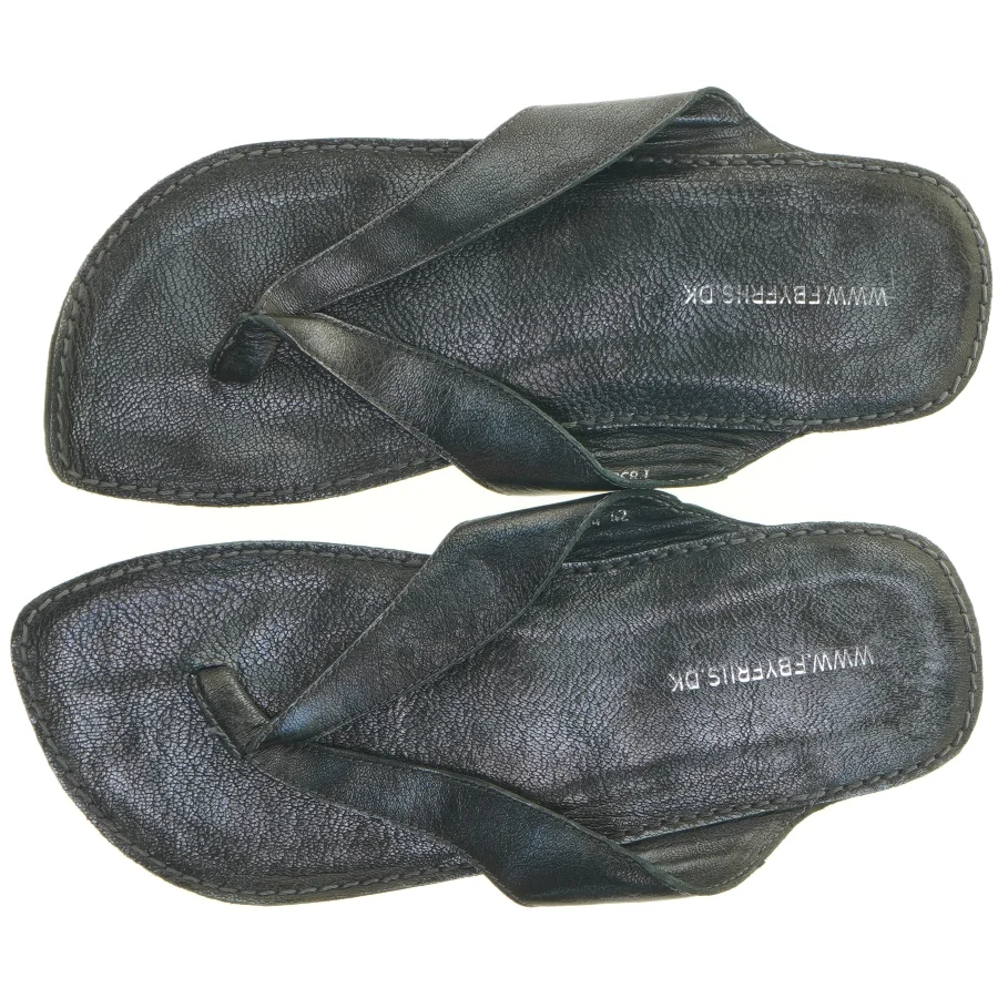 Friis Sorte læderflipflops (str. 42)