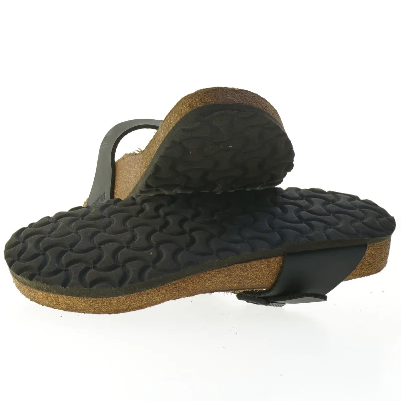 Birkenstock Sort lædersandal med korksål (str. Længde, 28 cm)