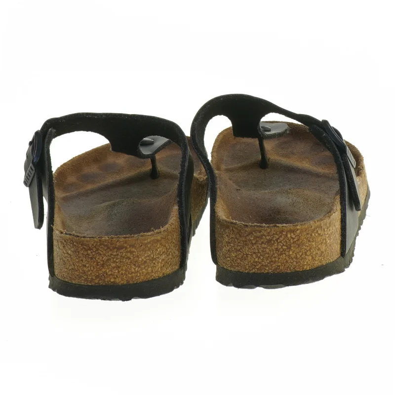 Birkenstock Sort lædersandal med korksål (str. Længde, 28 cm)