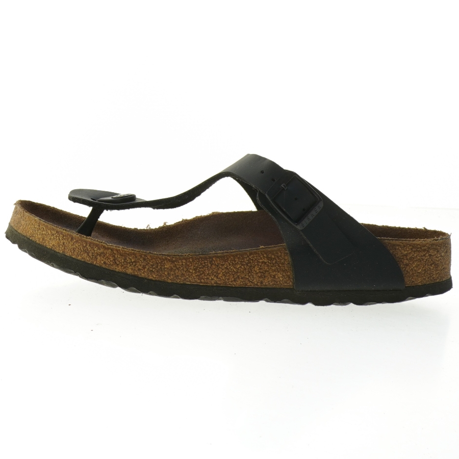 Birkenstock Sort lædersandal med korksål (str. Længde, 28 cm)