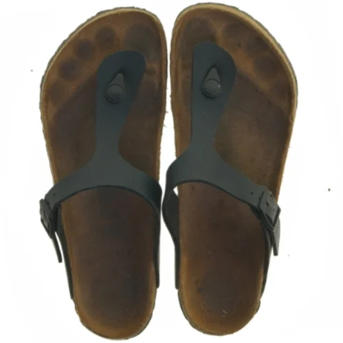 Birkenstock Sort lædersandal med korksål (str. Længde, 28 cm)