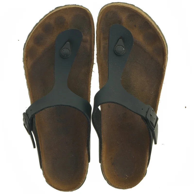 Birkenstock Sort lædersandal med korksål (str. Længde, 28 cm)