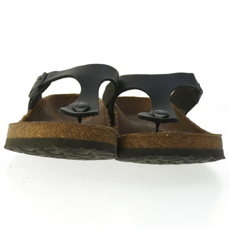 Birkenstock Sort lædersandal med korksål (str. Længde, 28 cm)