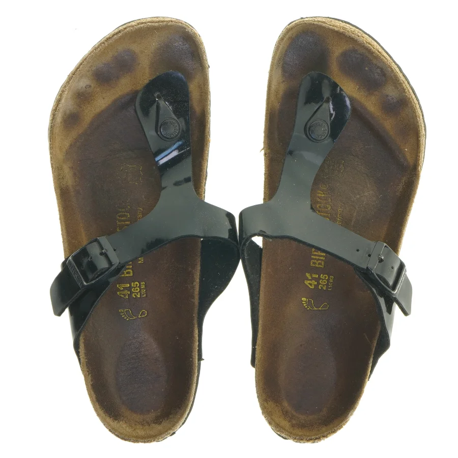 Birkenstock Sorte sandaler med strop og korksål (str. 41 )