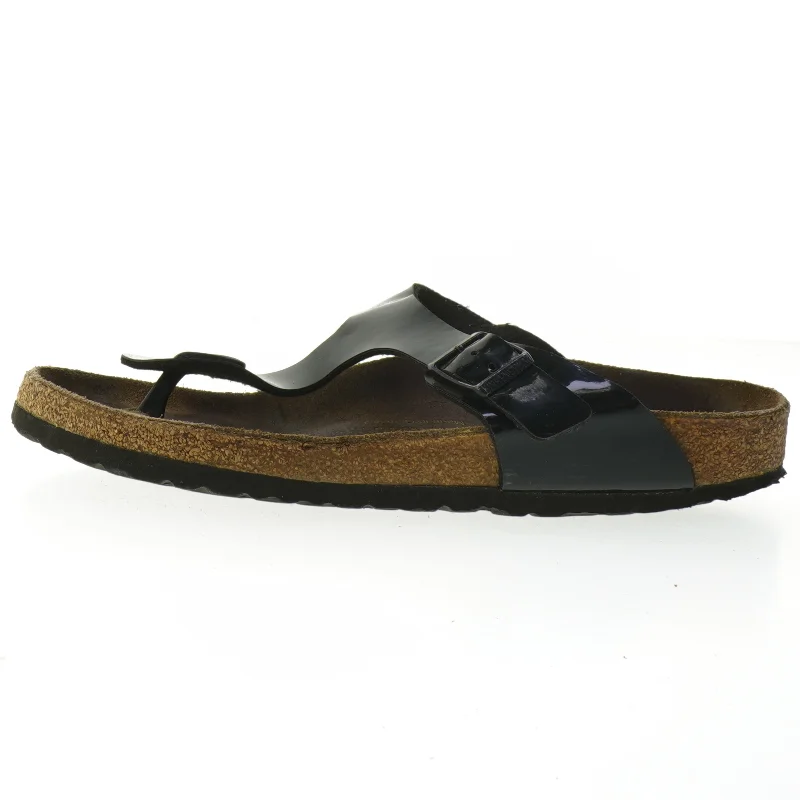 Birkenstock Sorte sandaler med strop og korksål (str. 41 )