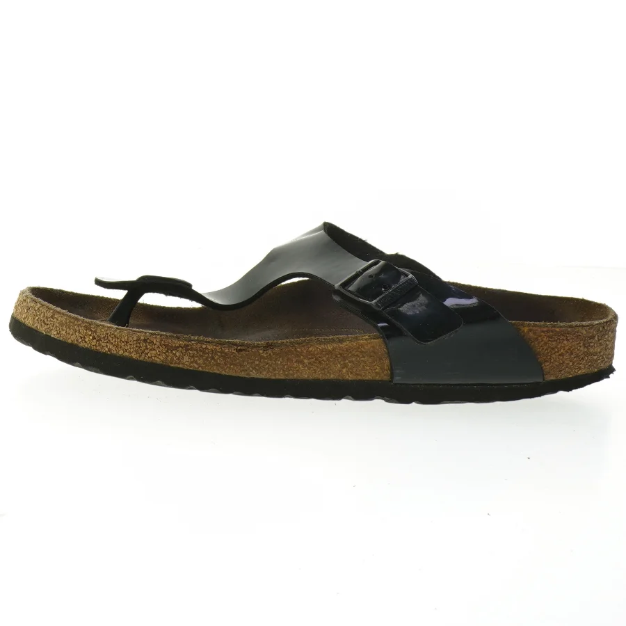 Birkenstock Sorte sandaler med strop og korksål (str. 41 )