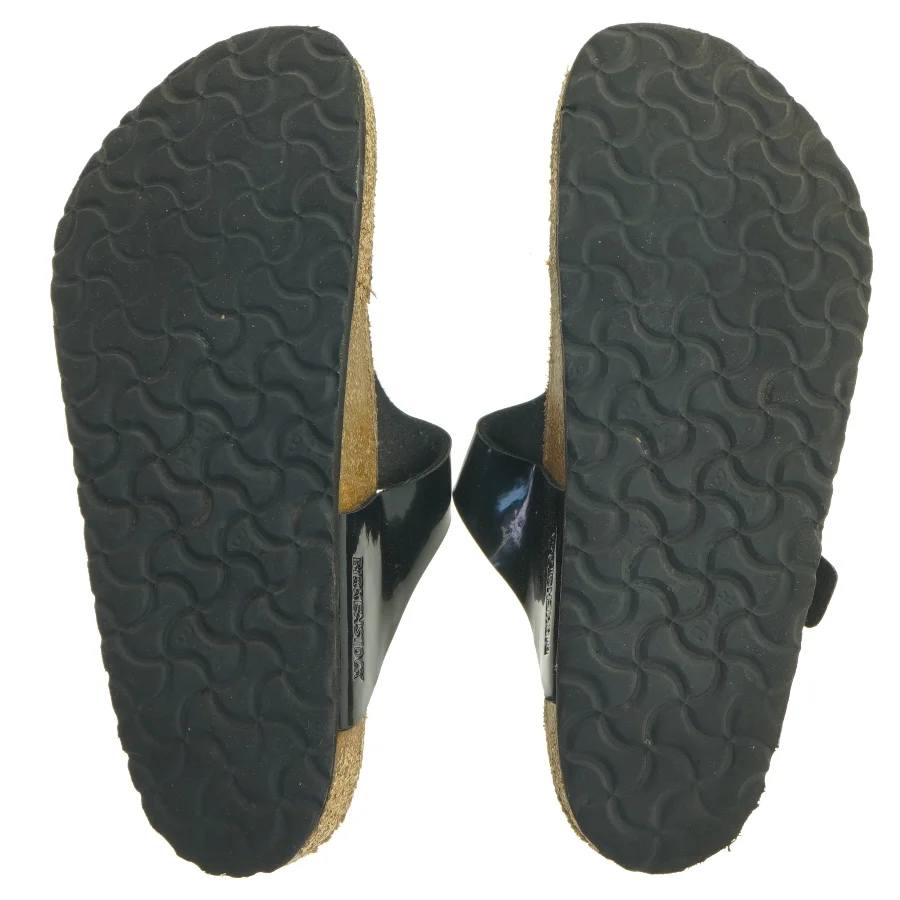 Birkenstock Sorte sandaler med strop og korksål (str. 41 )