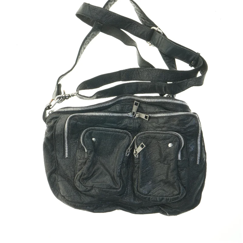 Nunoo Sort skuldertaske med flere lommer (str. 38x29 cm)
