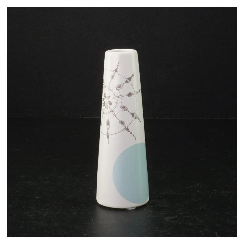 Keramikvase med grafisk mønster (str. 13,5 cm)