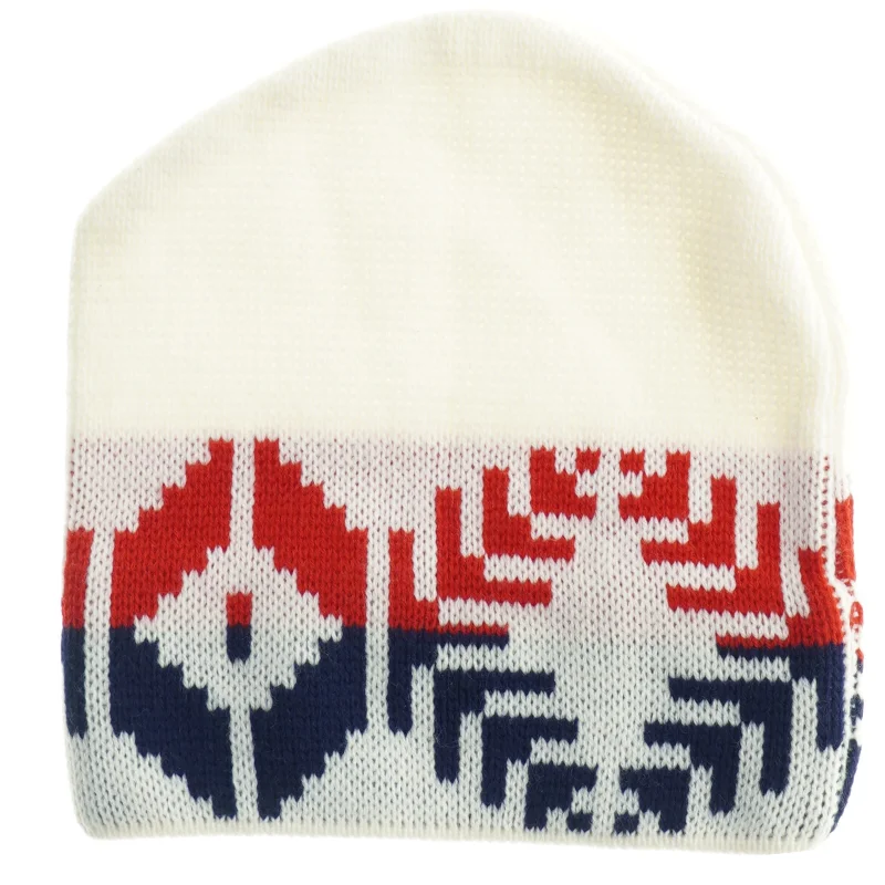 Strikket hue med mønster (str. 20 x 22 cm)