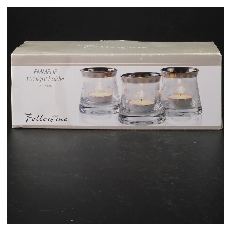 Glas fyrfadsstage sæt (str. 7 x 7 cm)