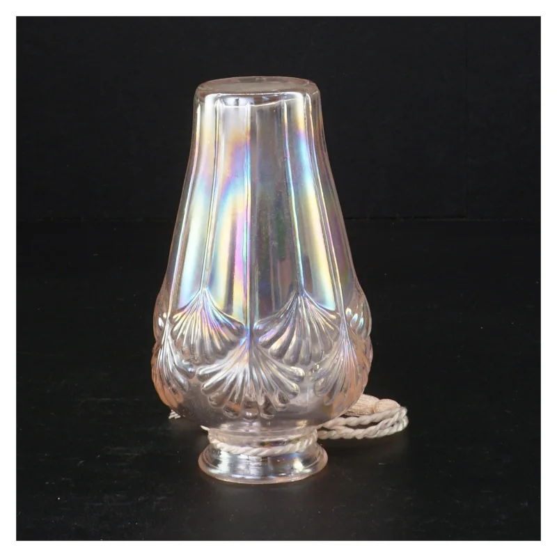 Glasvase med flettet pynt og kvaste (str. 12 x 7 cm)