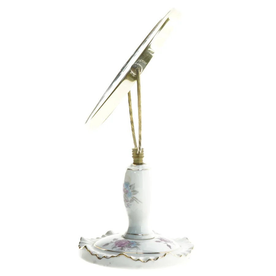 Spejl på porcelænsfod (str. 23 x 14 x 10 cm)