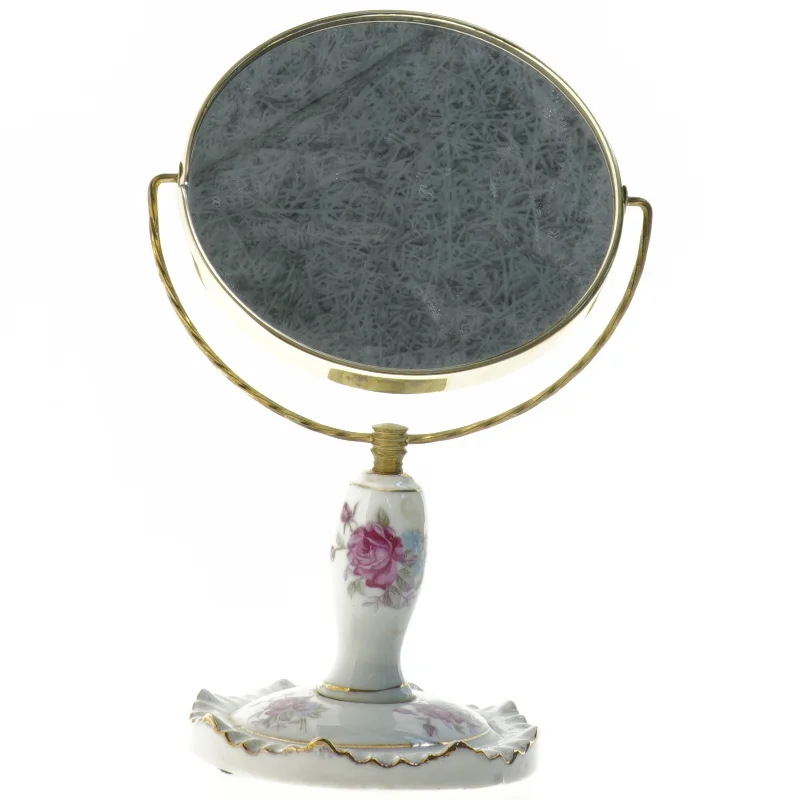 Spejl på porcelænsfod (str. 23 x 14 x 10 cm)