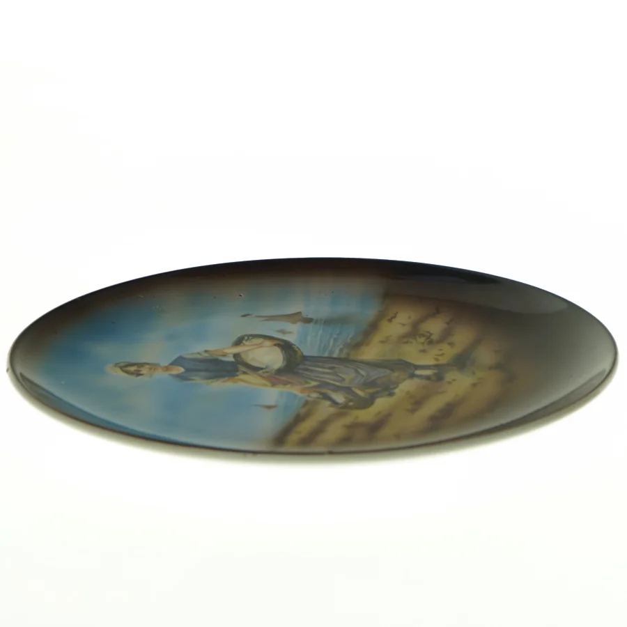 Dekorativ samletallerken med strandmotiv (str. Ø. 22 cm)