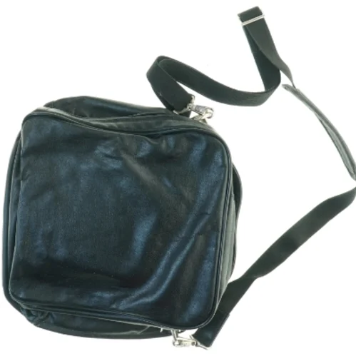 Sort skuldertaske i læder (str. 30 x 34 cm)