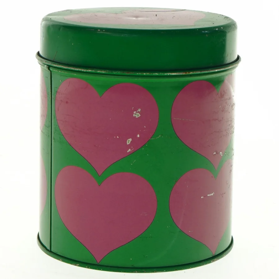 1960'er dåse med hjerter Laurids Lønborg & Lena Al Eklund (str. Diameter, 13 cm h 16 cm)