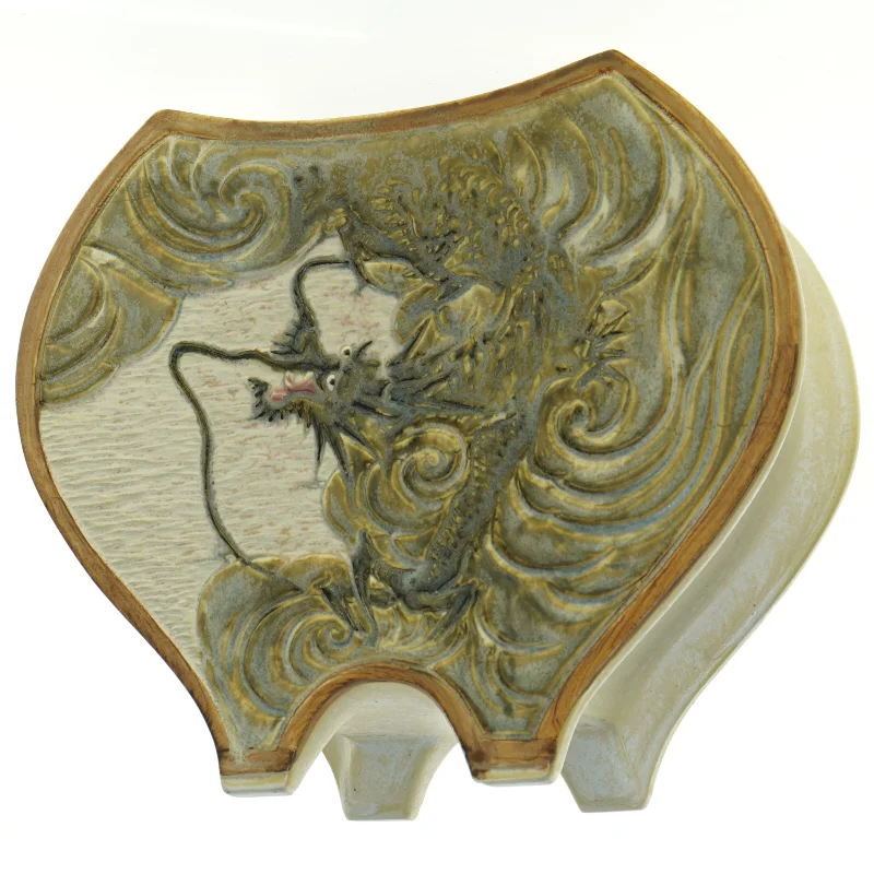 Drage Keramik Vase med detaljerede Drage motiver (str. 21 x 18,5 x 10 cm)