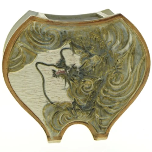 Drage Keramik Vase med detaljerede Drage motiver (str. 21 x 18,5 x 10 cm)