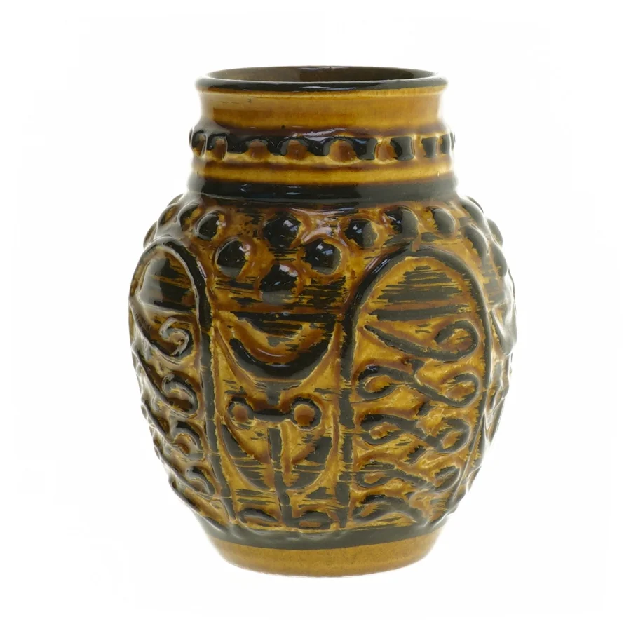 Keramisk vase med mønstret design fra Bay W.GERMANY (str. 15 cm)