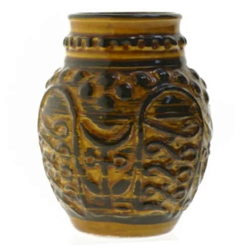 Keramisk vase med mønstret design fra Bay W.GERMANY (str. 15 cm)