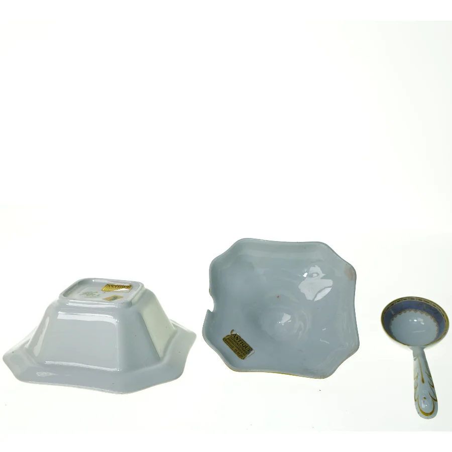 Antik Terrin Skål med låg og ske fra Myott, Son And Co Imperial England(str. 17 x 7 cm)