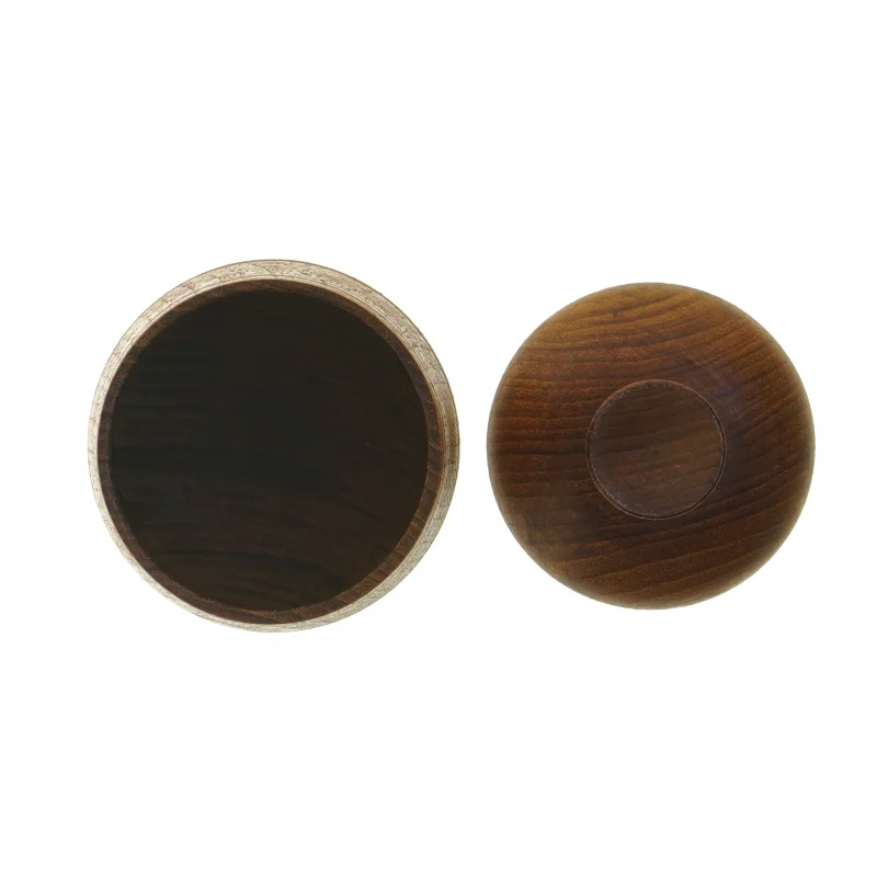 Teak Træ krukke med låg (str. 10 cm)