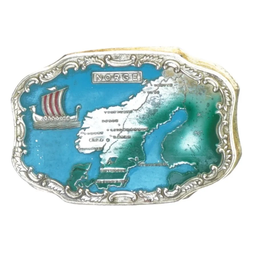 Sølv Souvenir Æske fra Norge (str. 13 x 8)
