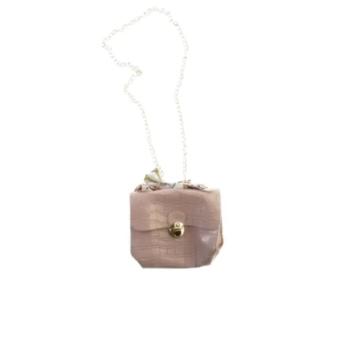 UBRUGT Krokopræget Crossbody Skulder Taske med tørklæde og guld kæderem (str. 18 x 16 cm)