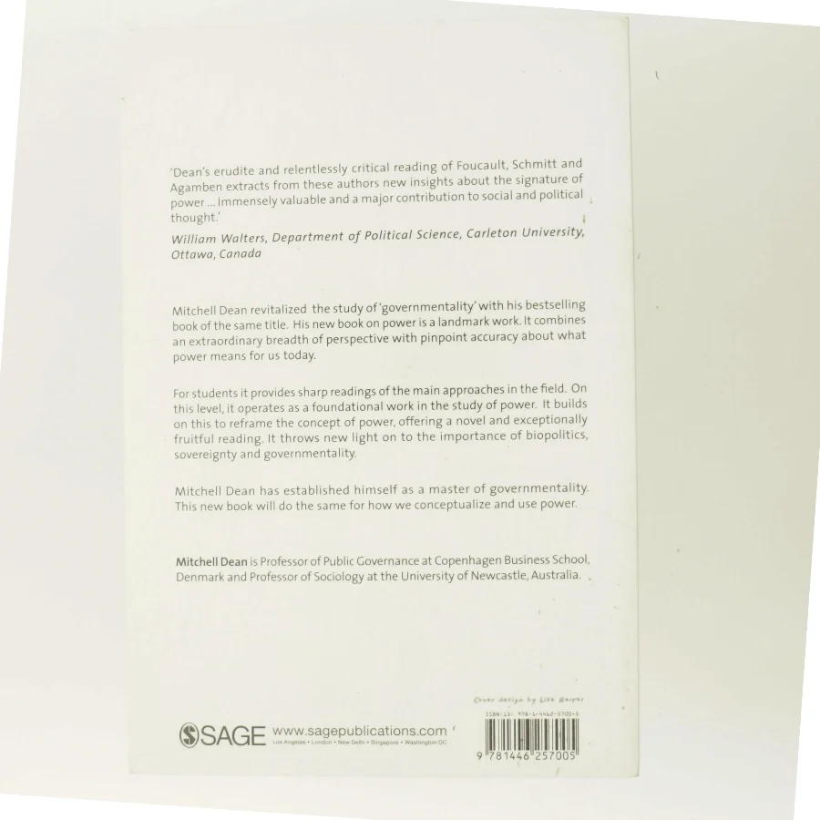 Signature of power : governmentality, sovereignty and biopolitics af Mitchell Dean (Bog)