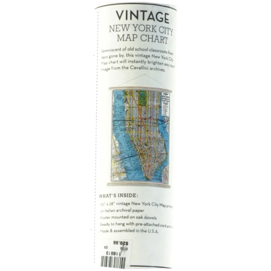 Vintage New York city map chart fra Cavallini And Co (str. 51x71 cm.)