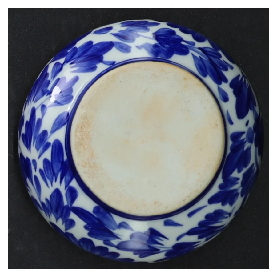 Blå og hvid keramik askebæger (str. Ø. 10 cm)