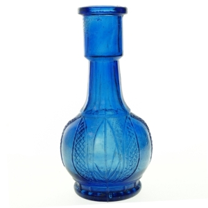 Blå glasvase (str. H. 24 cm)