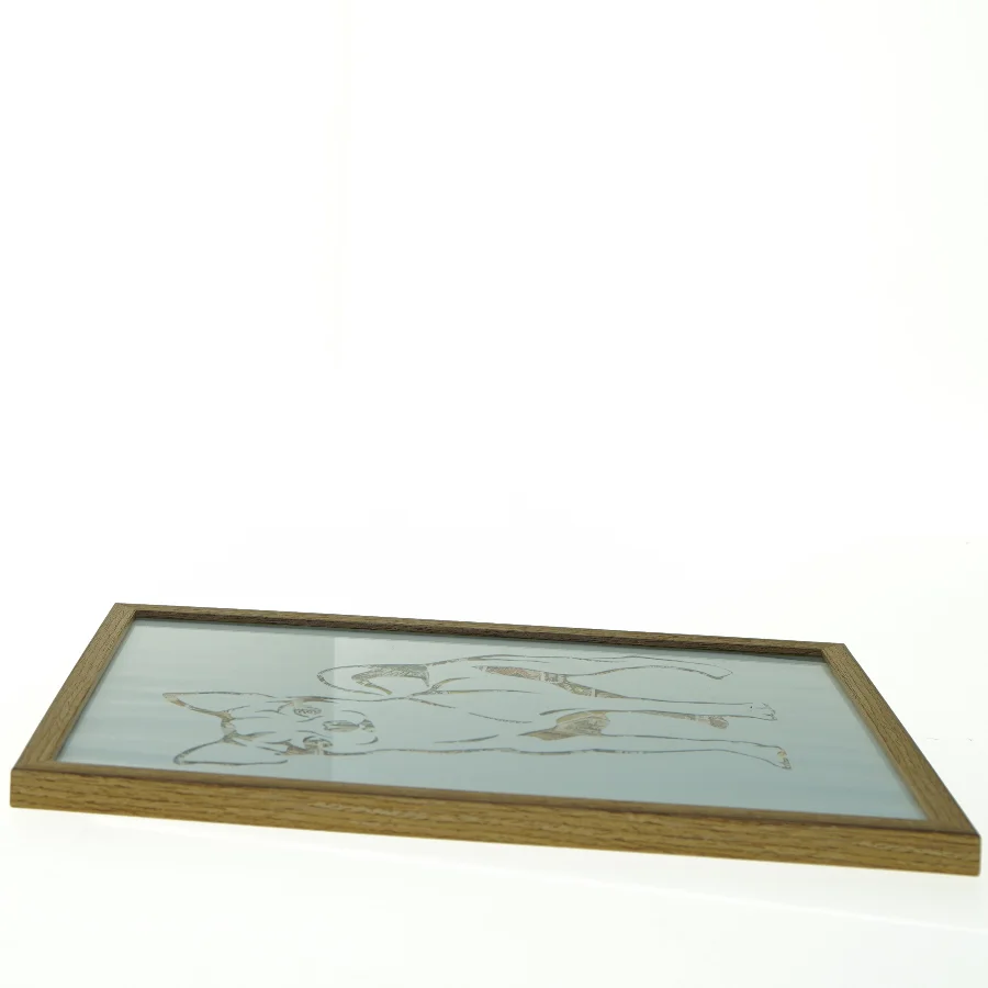 Chihuahua frimærke portræt i Træbilledramme med glas (str. 32 x 23 x 1,5 cm)