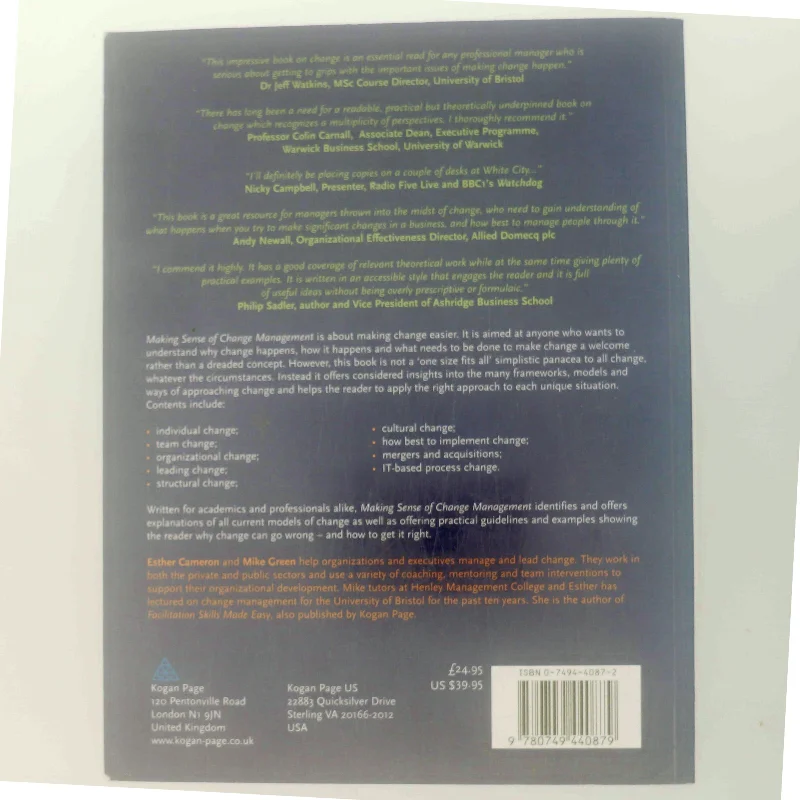 Making sense of change management : a complete guide to the models, tools & techniques of organizational change (Bog)