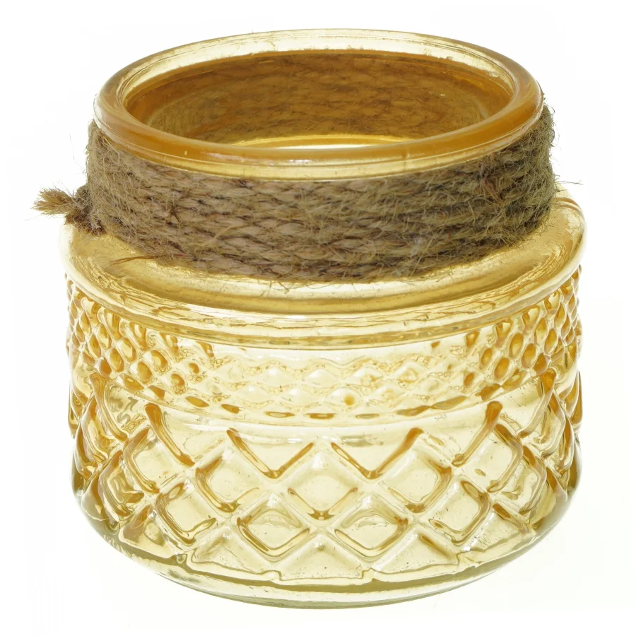 Dekorativ gylden glas vase (str. 10 x 11 cm)