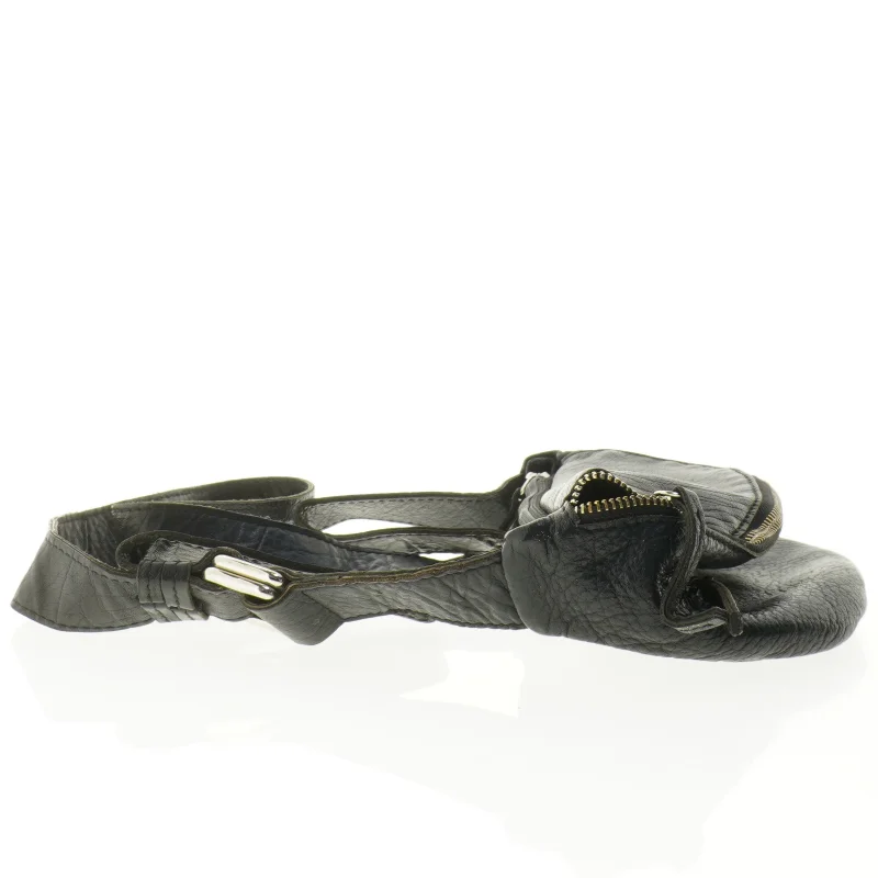 Sort læder bælte taske fra Belsac (str. 27 x 14 cm)