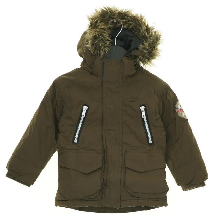 Varm Parka Vinter jakke med aftagelig hætte og pelskant (str. 86 cm)