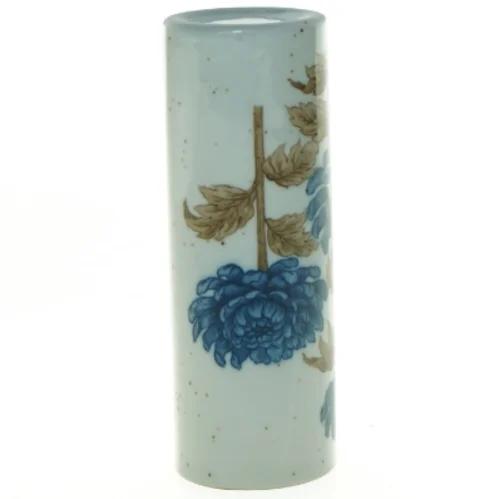 Porcelænsvase med blå krysantemum blomstermotiv (str. 16 x, 6 cm)