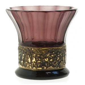 Antik ametyst Glasvase med guldbånd fra Walther (str. Ø 10 cm)