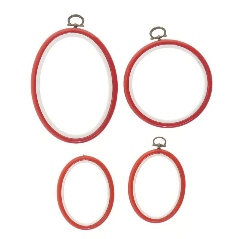 Ovale broderi rammer (str. 15,5 & 12 & 10 cm)