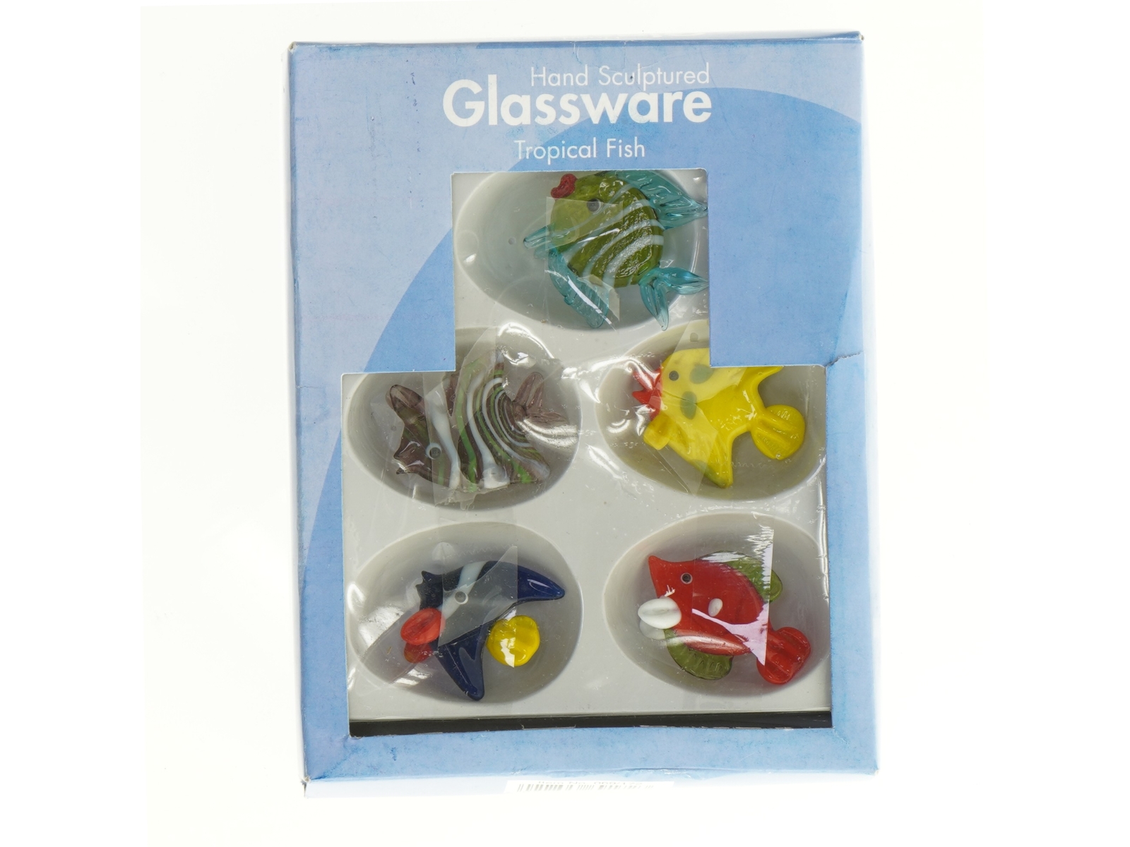 5 STK. Håndlavede Glas fisk (str. 17 x 13 cm)